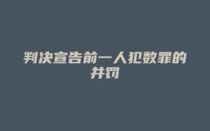 判决宣告前一人犯数罪的并罚_允道律所