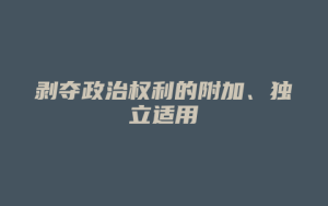 剥夺政治权利的附加、独立适用_允道律所