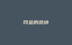 罚金的缴纳_允道律所