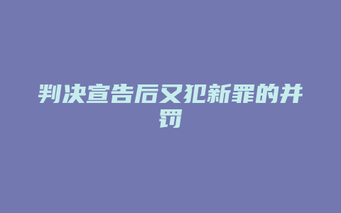 判决宣告后又犯新罪的并罚_允道律所