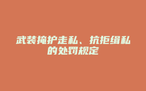 武装掩护走私、抗拒缉私的处罚规定_允道律所