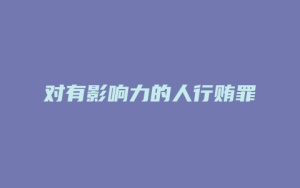 对有影响力的人行贿罪_允道律所