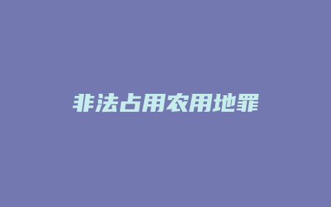 非法占用农用地罪_允道律所