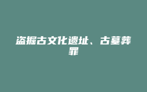 盗掘古文化遗址、古墓葬罪_允道律所