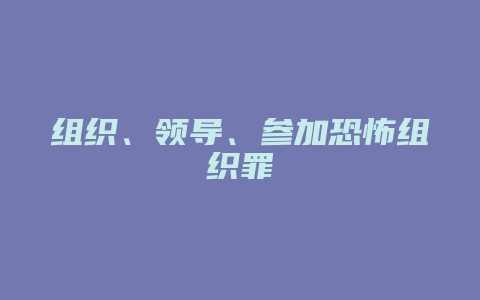 组织、领导、参加恐怖组织罪