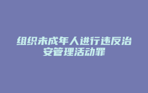 组织未成年人进行违反治安管理活动罪_允道律所