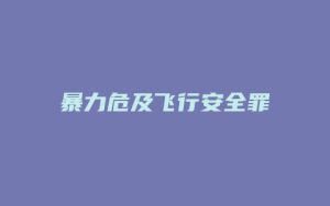 暴力危及飞行安全罪_允道律所