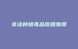 非法种植毒品原植物罪_允道律所