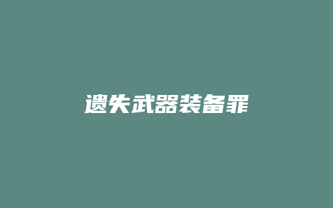 遗失武器装备罪_允道律所