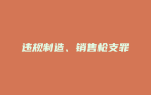 违规制造、销售枪支罪_允道律所