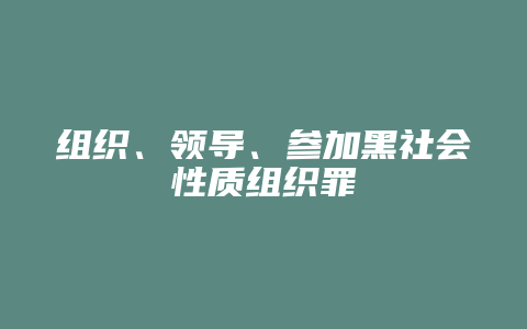组织、领导、参加黑社会性质组织罪