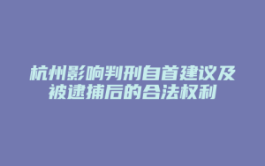 杭州影响判刑自首建议及被逮捕后的合法权利_允道律所