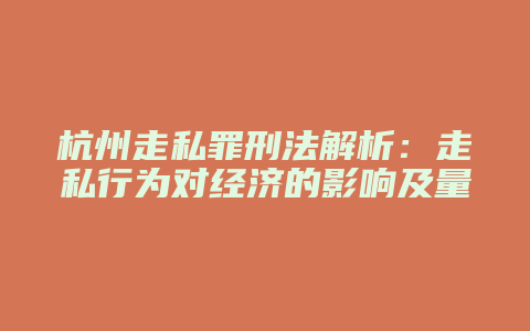 杭州走私罪刑法解析:走私行为对经济的影响及量刑标准