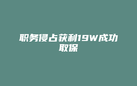 职务侵占获利19W成功取保