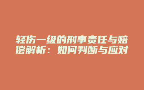 轻伤一级的刑事责任与赔偿解析：如何判断与应对_允道律所