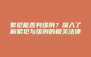 累犯能否判缓刑?深入了解累犯与缓刑的相关法律规定_允道律所