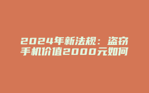 2024年新法规:盗窃手机价值2000元如何处理及刑事责任解析_允道律所
